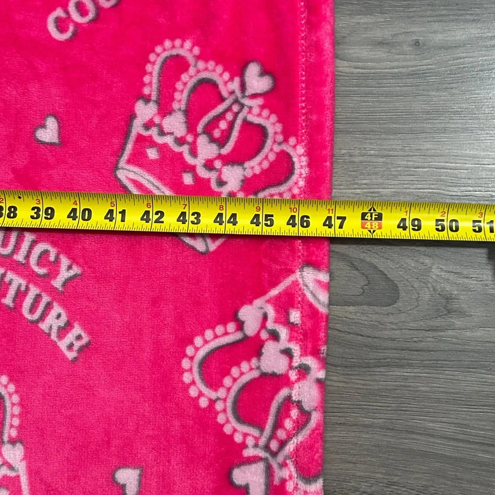 Juicy Couture Plush Fleece Throw Blanket Hot Pink Crown Logo Hearts Y2K McBling